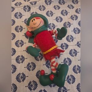 Vintage Festive Elf Plush Toy - Red and Green